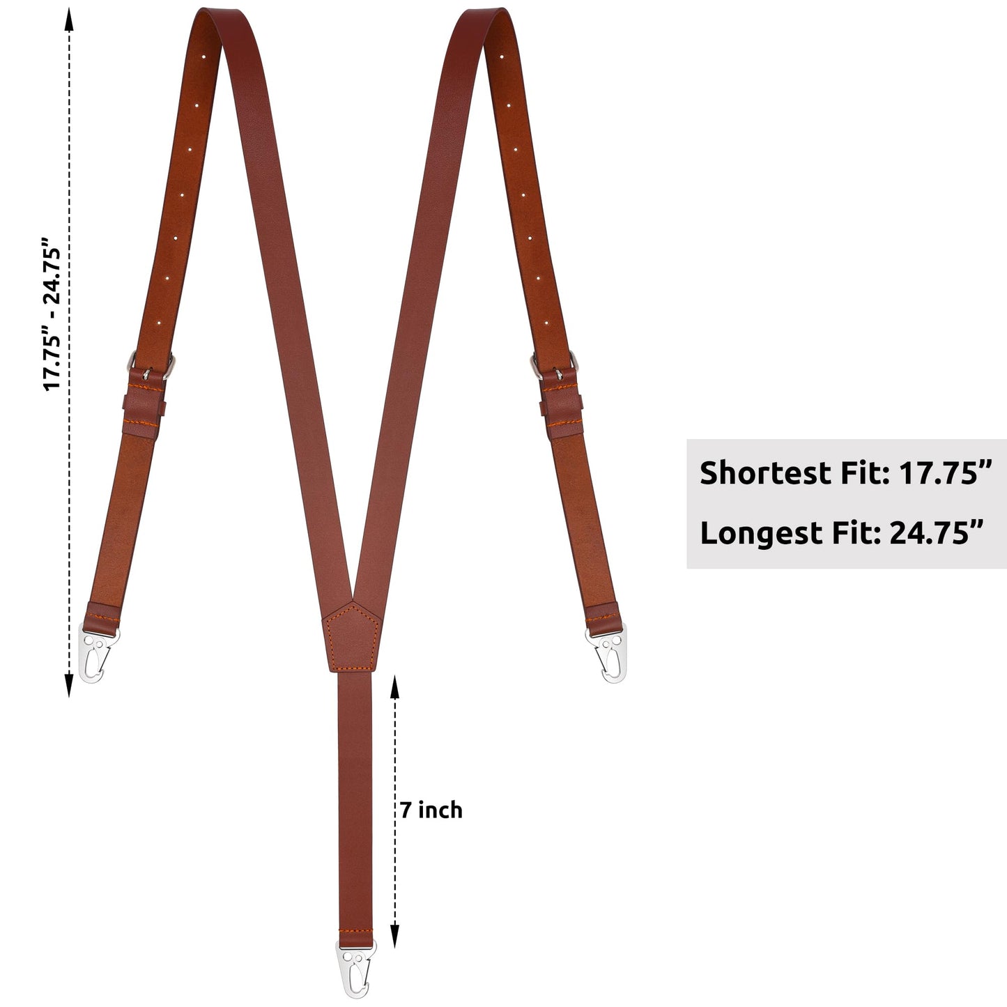 NUTUCH Full Grain Leather Suspender for Men | Y Design Suspenders | | Leather Braces Western | Heavy Duty adjustable Dress Suspender | Snap Hooks | Men Suspenders for Jeans Dress Pants(Brown)