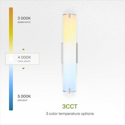 ASD LED 24" Vanity Wall Mount Light Fixture, Linear Bathroom Lighting Bar | 3CCT, Dimmable, Energy Star, ETL Listed | 25W 1950LM 3000-5000K 120V | Long Tube Bath Sconce Over Mirror | Nickel