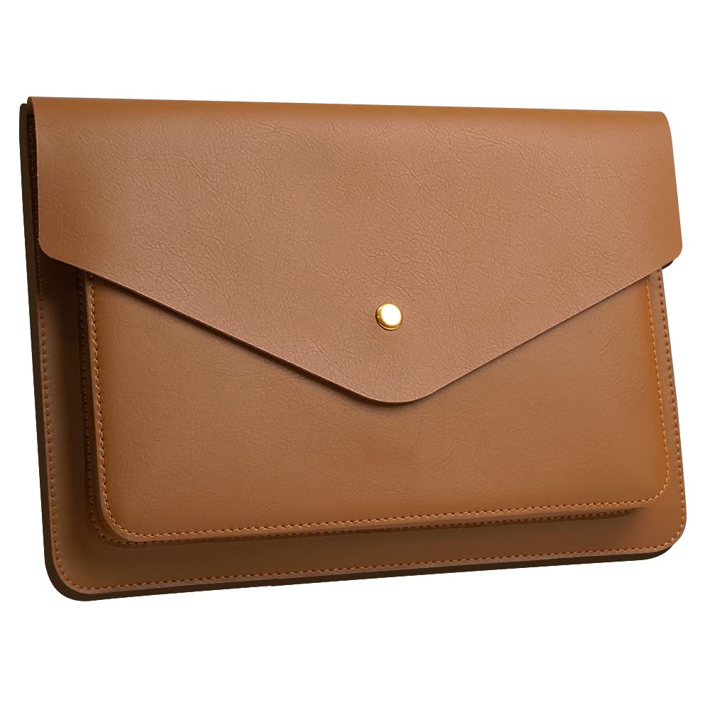 Benfan Leather Laptop Sleeve 13 Inch Compatible for 2024 13inch MacBook Air A3113 M3,13 MacBook Pro M2, Surface Pro 3 4 5 6 7, Dell XPS 13 Color Color Brown