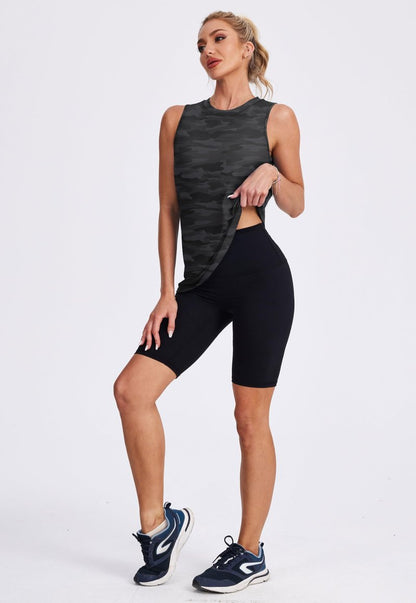 Women's Workout Tank Tops Racerback Athletic Yoga Tops Loose Fit Sleeveless Running Gym Sports Shirts for Women Black White XL