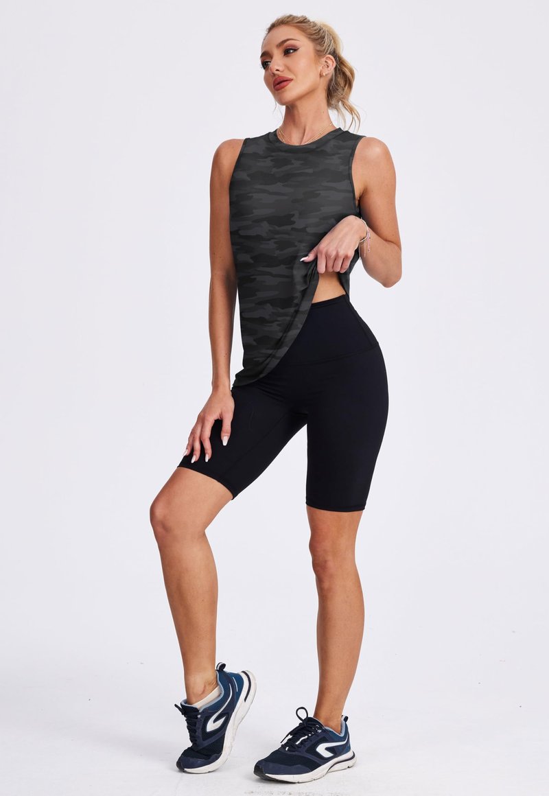Women's Workout Tank Tops Racerback Athletic Yoga Tops Loose Fit Sleeveless Running Gym Sports Shirts for Women Black White M