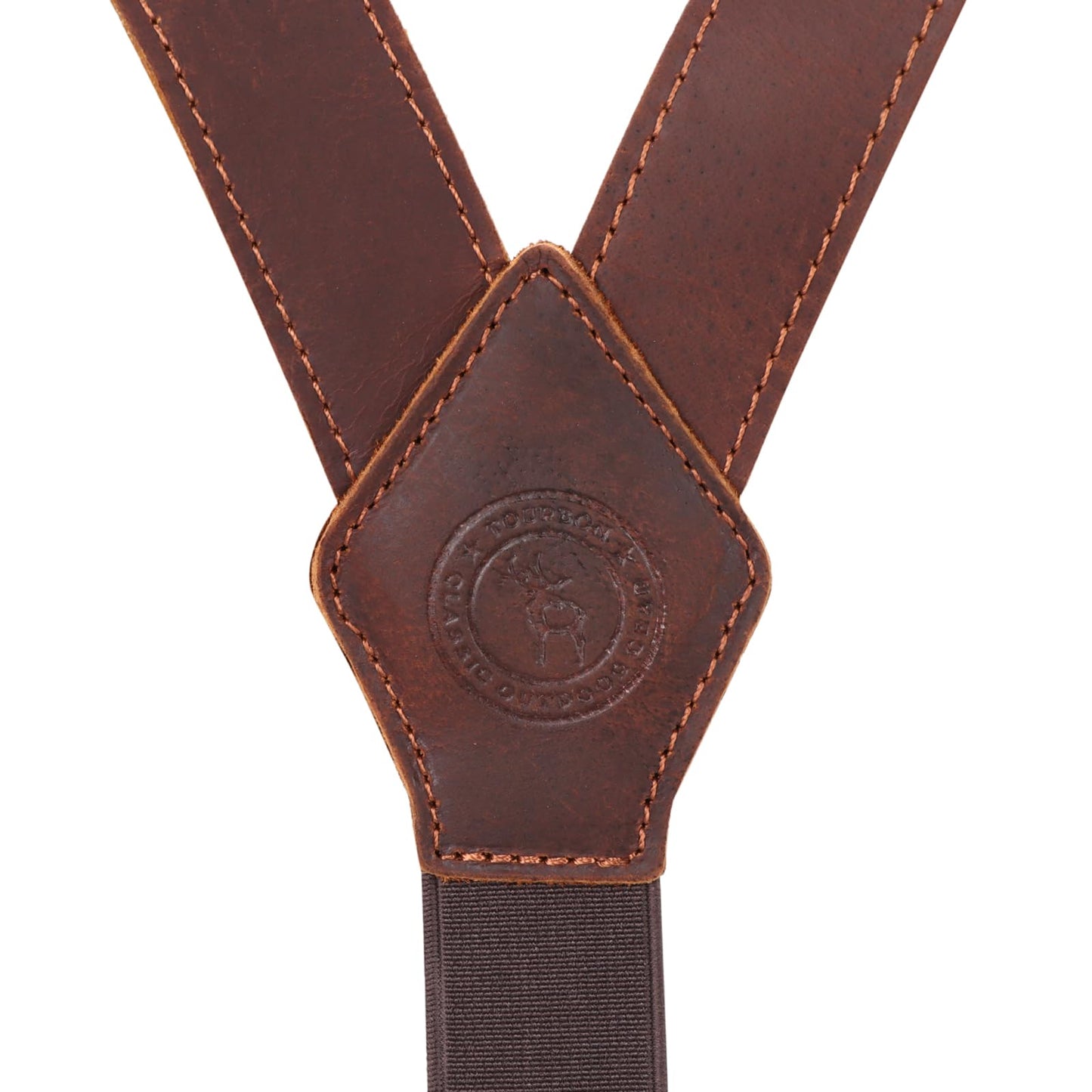 Tourbon Genuine Leather Suspenders for Men Heavy Duty Y Back Design Adjustable Straps with 3 Metal Snap Hooks, Brown