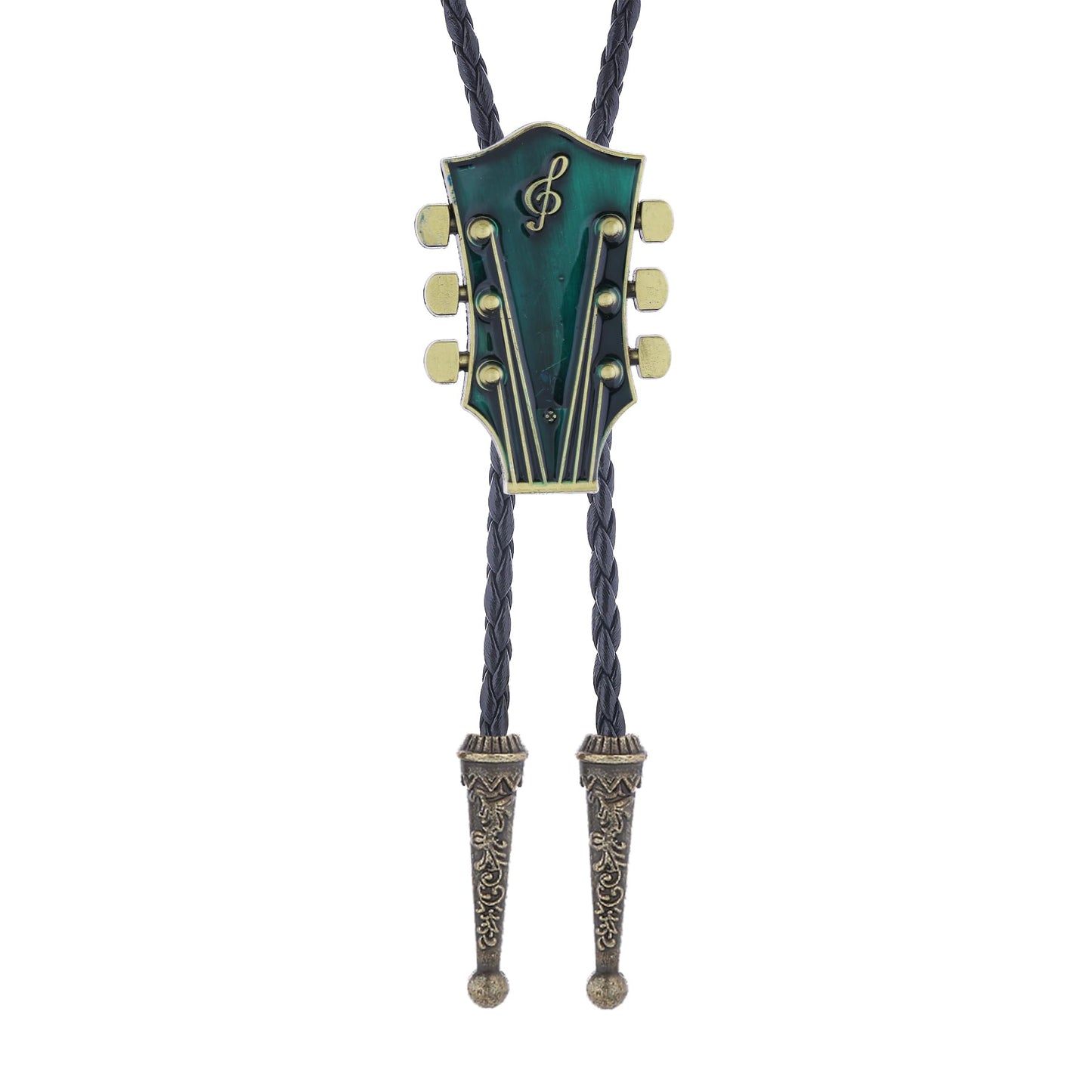 GelConnie Mens Bolo Tie Vintage Western Cowboy Guitar Bolo Tie Necklace PU Leather Necktie Party Wedding Costume Accessory