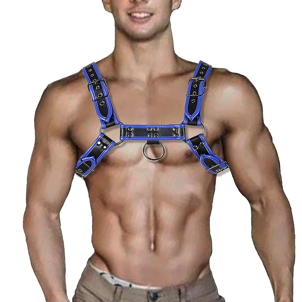 QUYUWOWO Harness for Man Adjustable Leather Harness Body Chest Half Harness Punk Belt Clubwear Costume