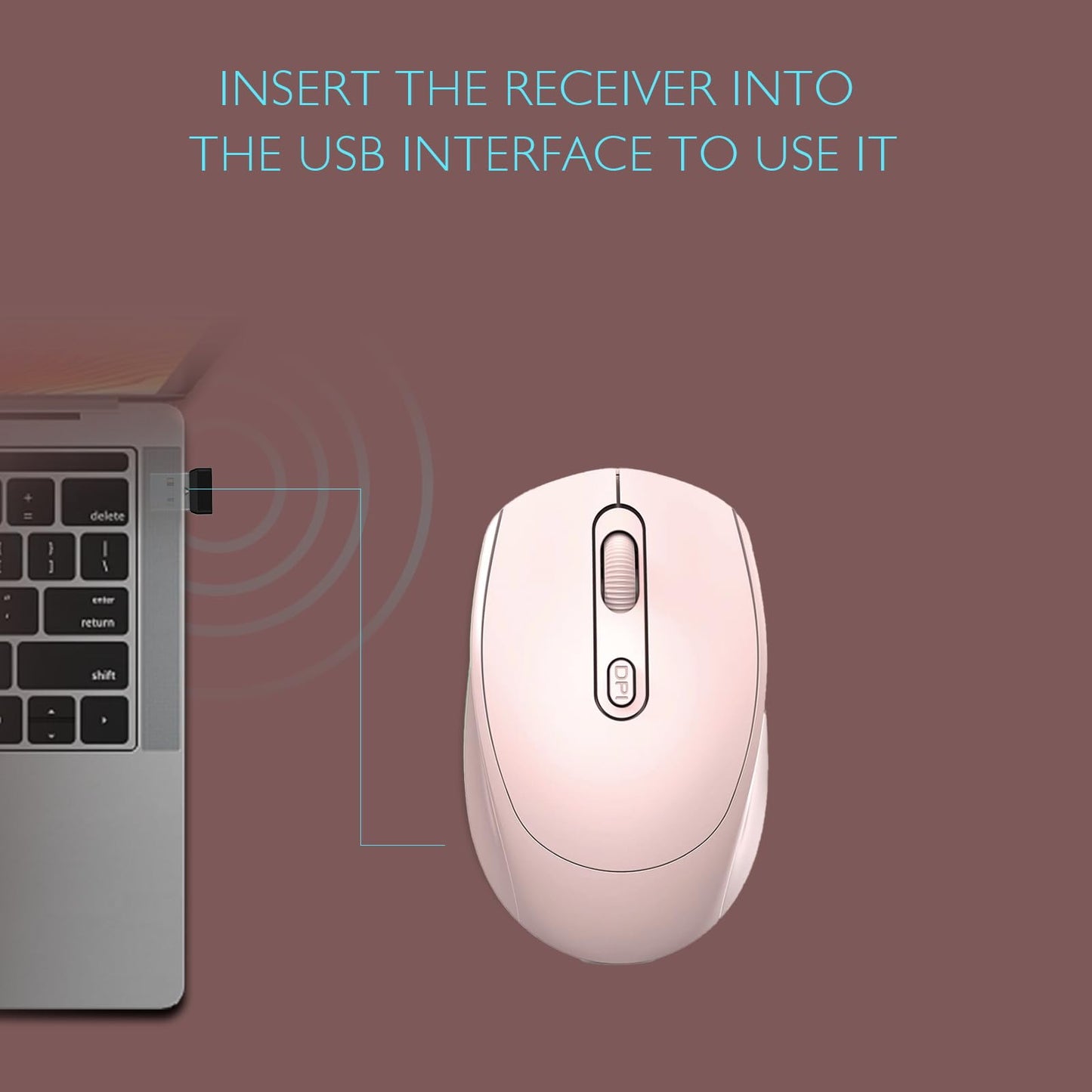 ONE-UP Wireless Mouse, 2.4G, Silent, USB Nano Receiver, for Laptop, Chromebook, PC, Mac, Windows and School Work (Black)