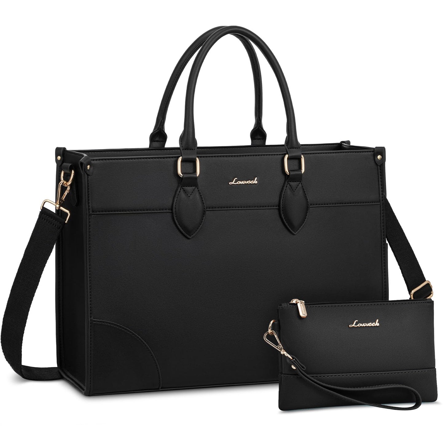 LOVEVOOK Laptop Bag for Women 17 lnch,Waterproof Laptops Tote Bags for Womens,Professional Work Bags for Women with Cup Holder,Large Laptop Purse Computer Briefcase Office Teacher Clutch Bag,2 PCS