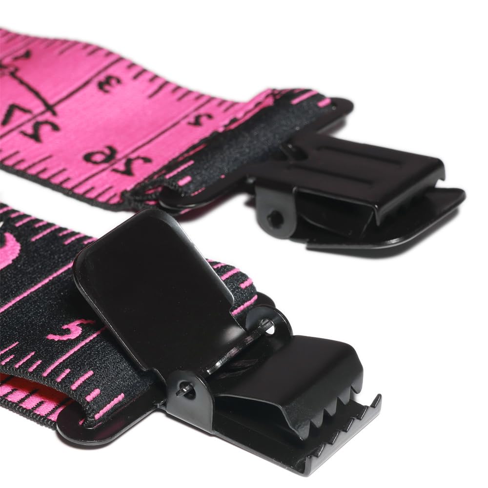 Movwokon Men's 2" Wide Heavy Duty X-Back Elastic Suspenders, Strong Metal Clips, Adjustable for Tool Belt/Carpenter(pink)
