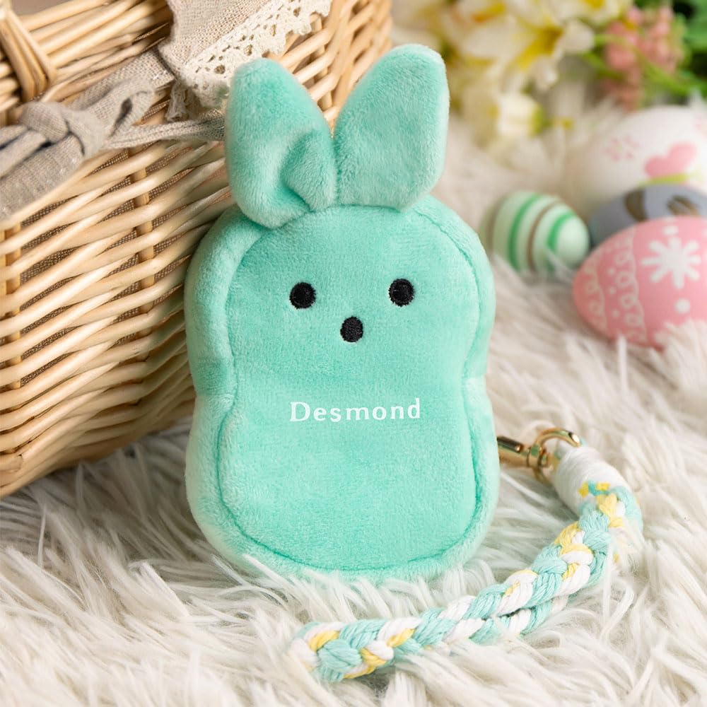 BYFDIY Custom Name Easter Bunny Wallets With Wrist Strap For Girls Boys Plush Small Coin Purse Backpack Keychain Wallet For Women Daughter Son Easter Gifts