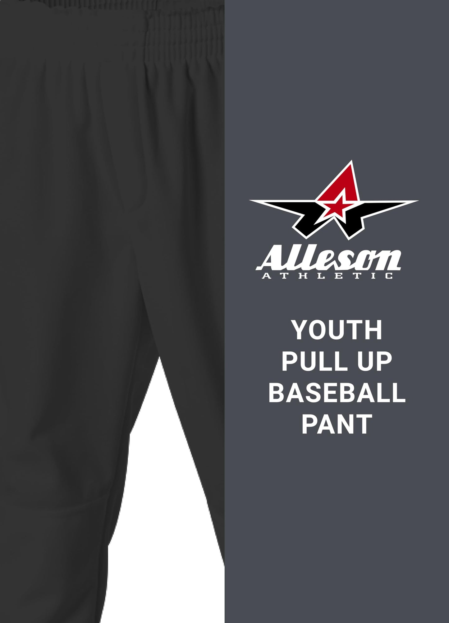 Alleson Athletic Youth Pull on Baseball Pants, Black, Medium