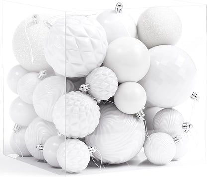 Annecy Christmas Tree Ornaments - 36 PCS Shatterproof Christmas Ball Ornaments Set for Holiday, Wreath & Party Decorations (Multi-Size, White)