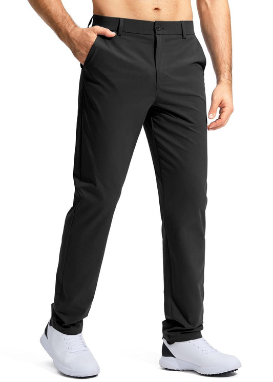Pudolla Dress Pants for Men Golf Pants Stretch Work Dress Comfy Pants 32 Lightweight Quick Dry Casual Slacks Trousers(Black 33Wx32L)