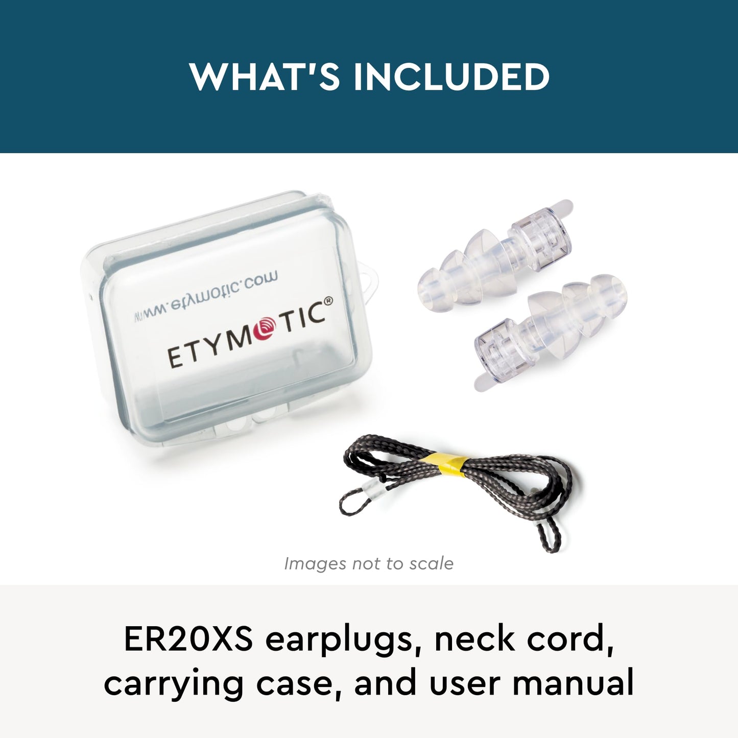 Etymotic ER20XS ETY Earplugs - Standard Size, Clear - High-Fidelity Hearing Protection - Up to 20 dB Sound Reduction - Reusable - Includes Neck Cord & Carrying Case