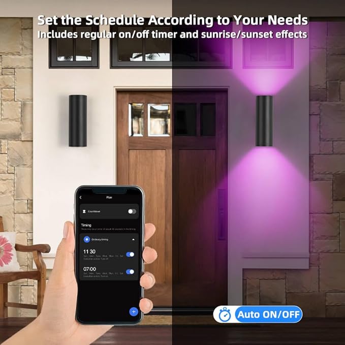 SHIMR Modern Outdoor Wall Lights Color Changing, RGBCW Smart Outdoor Lights Ambiance Sconce with Remote Control, Black Aluminum Exterior Lighting Fixtures Up and Down Lights [ETL Listed]
