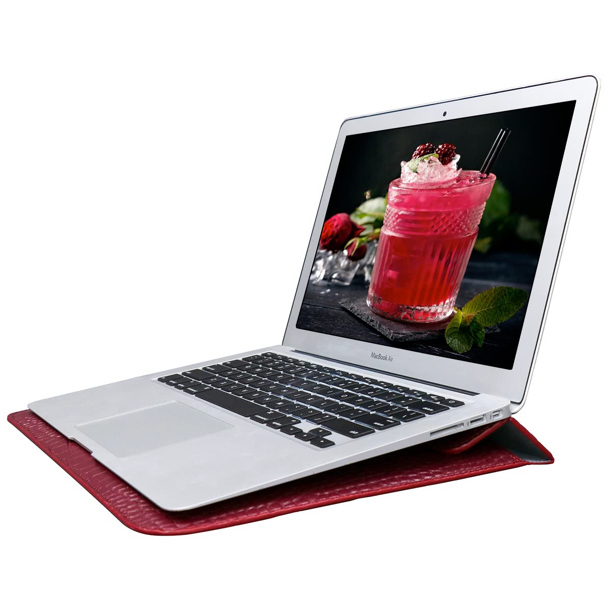 LCMOCICO PU Leather Flap Style Case Bags Laptop Sleeve for 2023-2026 MacBook Air 15 inch M5 M4 M3 M2 A3448 A3241 A3114 A2941 Notebook Bag for Mac Pro 16 M1 A2485 2019-2026 A3428,Pro 15 2012-2019, Red