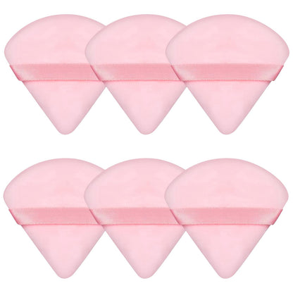 Pimoys 6 Pieces Powder Puff Face Makeup Sponge Soft Velour Triangle Powder Puffs Beauty Sponge Stocking Stuffers for Loose Powder (Black, Pink)