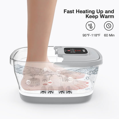 HOSPAN Collapsible Foot Spa with Heat, Bubble, Red Light, and Temperature Control, Foot Bath Massager with 8 Shiatsu Massage Rollers, Pedicure Foot Spa for Relaxation and Stress Relief, Black