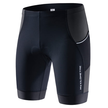 MY KILOMETRE Mens Triathlon Shorts with Adjustable Drawstring Easy Reach Leg Pockets Chamois for Long-Distance Tri Race (Pure-Black X-Large)