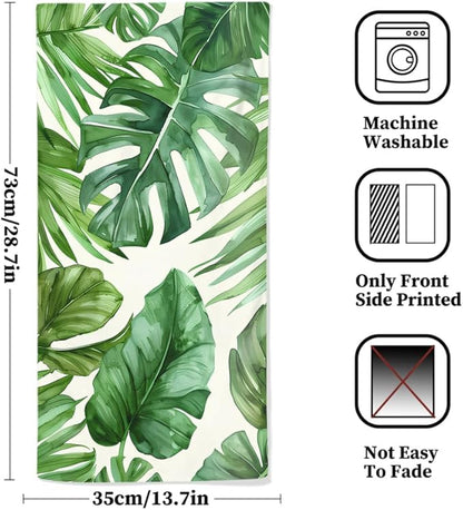 Palm Leaves Tropical Hand Towels Set of 2 Highly Absorbent Breathable Floral
