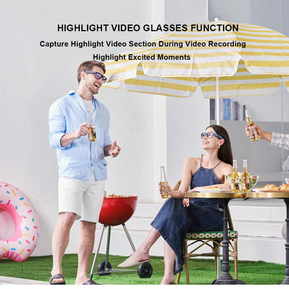 OhO Smart Glasses with Full HD Camera & Open Ear Bluetooth Speaker Headphone,Built in Memory,for Men Women