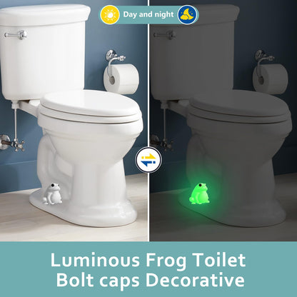 boeemi Frog Toilet Bolt Covers Decorative Glow in The Dark- 2PCs Toilet Screw Caps Luminous Green PLA Cute Bathroom Decor Accessories Push-on Install