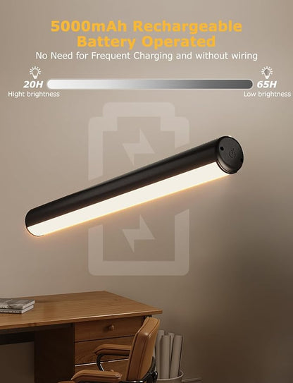Picture Light, Wireless Picture Light with Remote, Battery Operated 5000mAh, 3 Color Modes and Dimmable LED Lights with Timer for Paintings, Gallery, Wall, Dartboard, Bedroom (Black-1Pack)