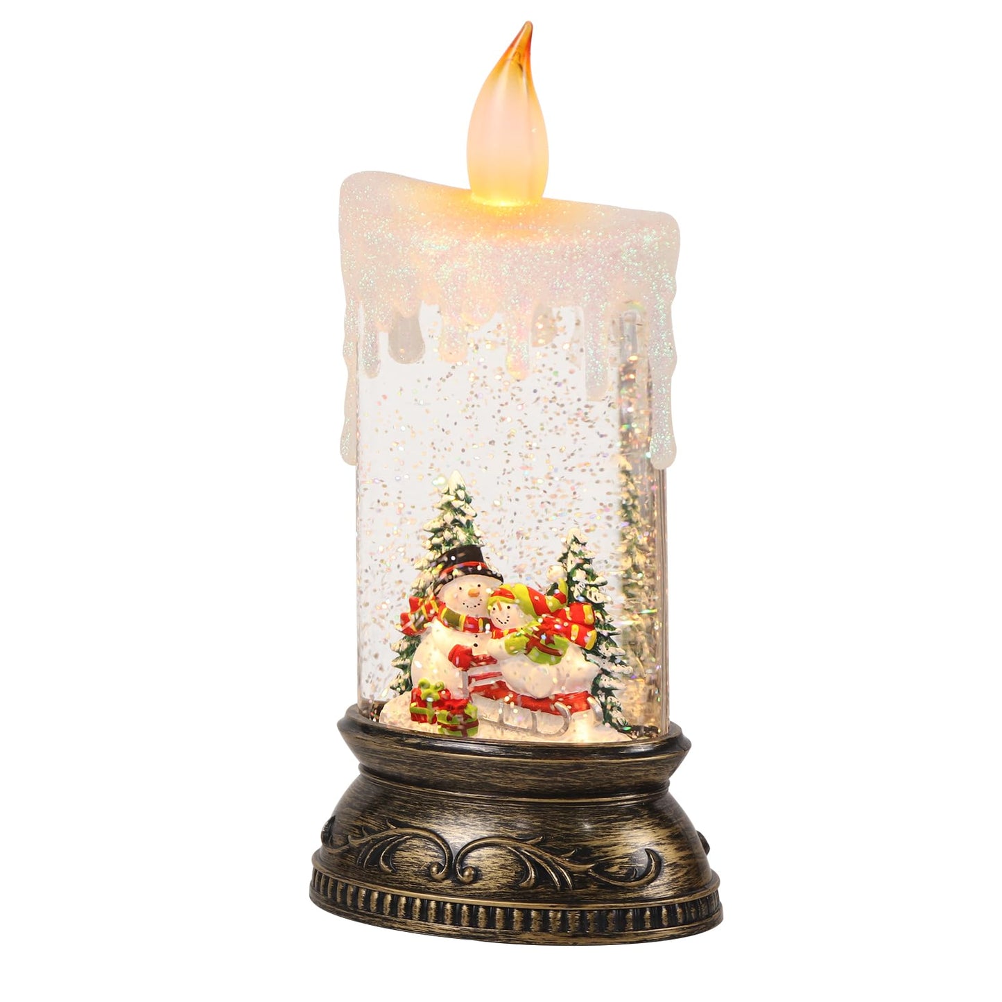 Eldnacele Musical Snow Globe Lantern with Timer Battery Operated & USB Powered Lighted Snowman Singing Snow Globe Christmas Decor