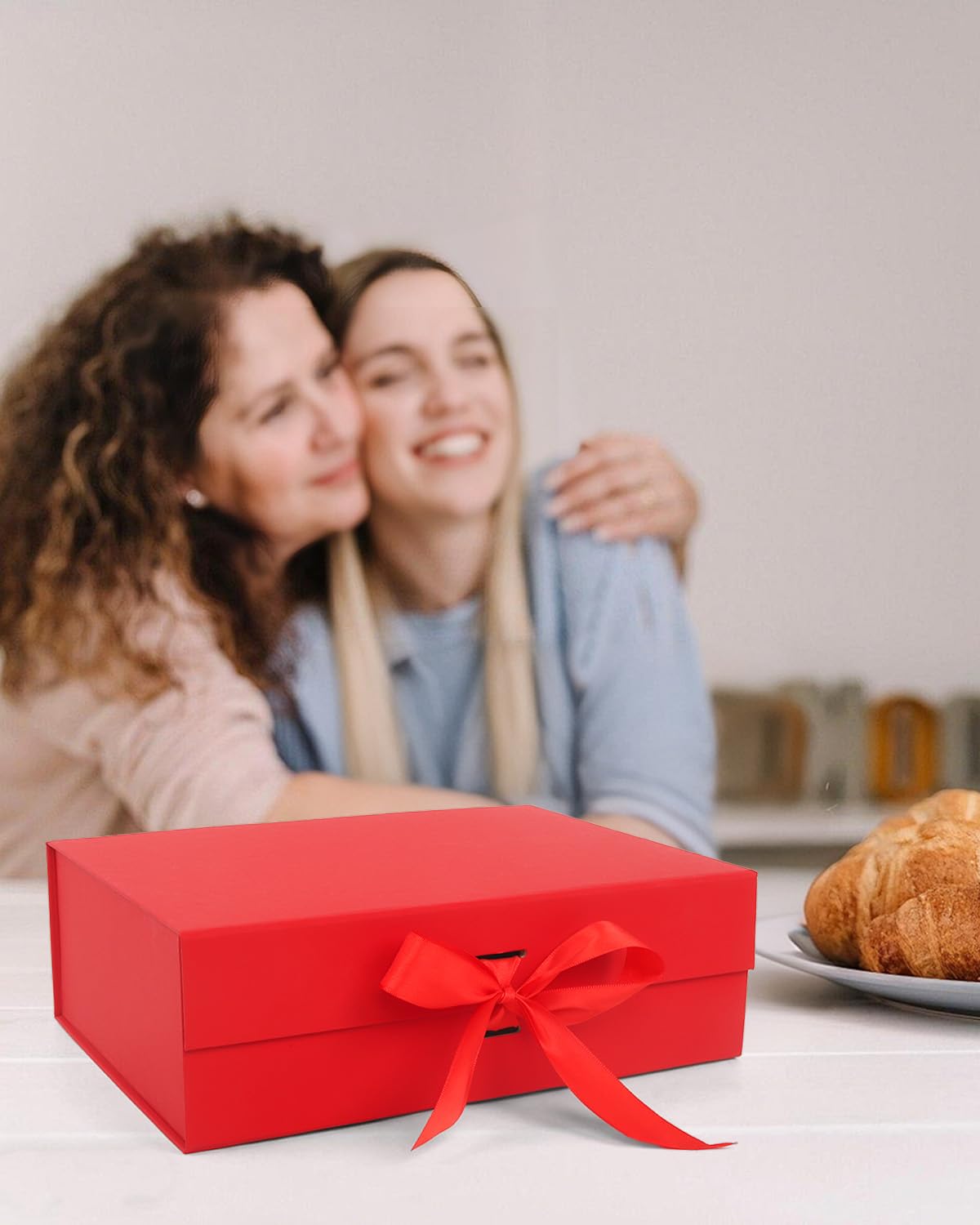Wuqoioo Gift Boxes With Lids, 6 Pack Magnetic Gift Box Gift Box With Ribbon, Bridesmaid Proposal Box For Birthday Christmas Bridesmaid Wedding, 10.5"X7.5"X3.1" (Red)