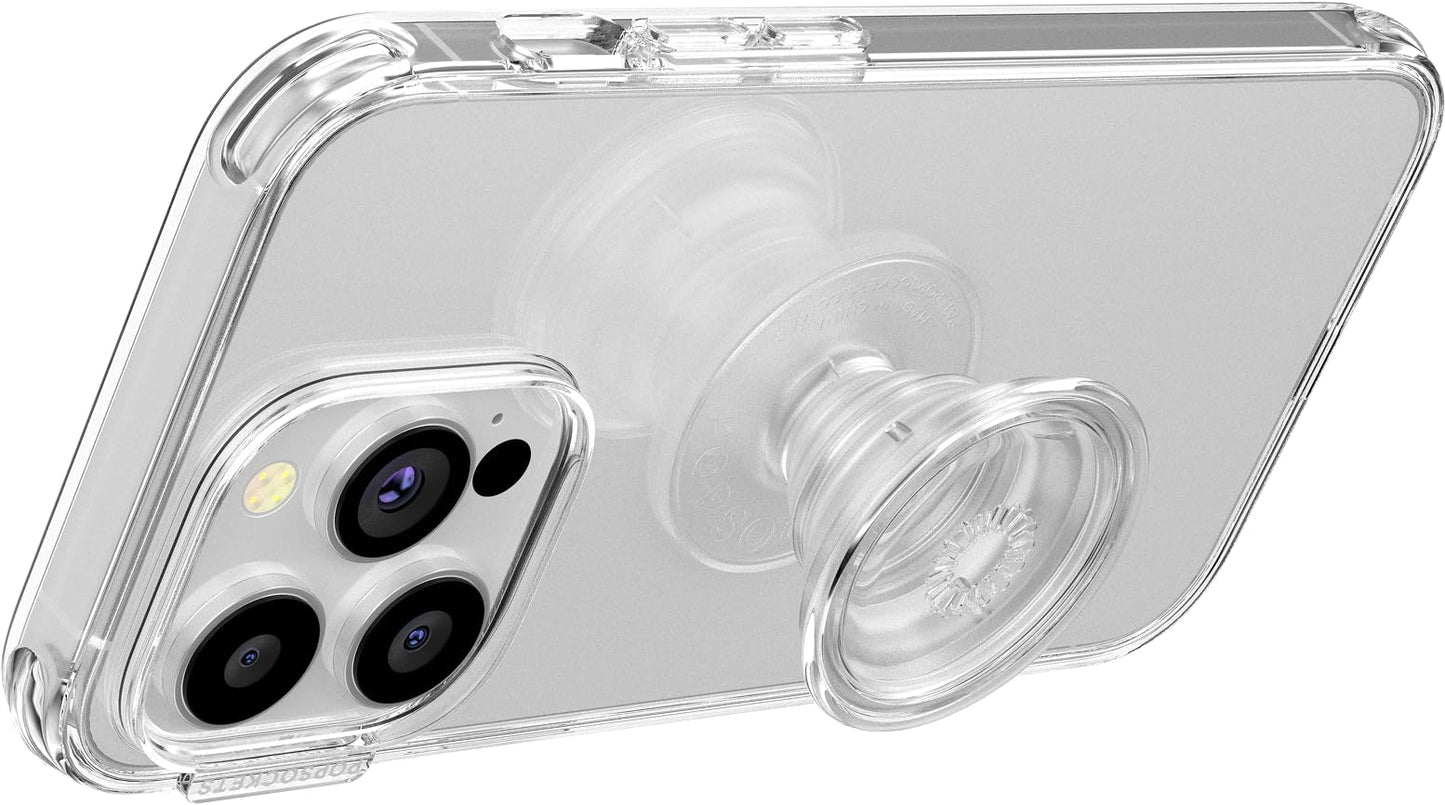 PopSockets Phone Grip for MagSafe with Kickstand, Magnetic Stand, Swappable Top, Secure Hold for iPhone MagSafe Cases, Phone & Tablet Grip - Clear