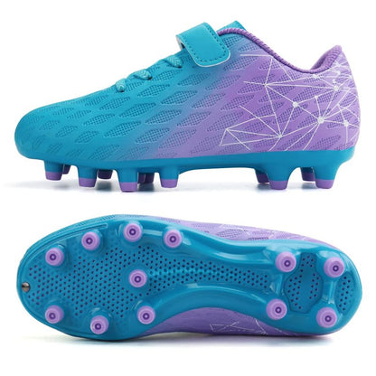 brooman Kids Firm Ground Soccer Cleats Boys Girls Athletic Outdoor Football Shoes (4,Mint Purple)