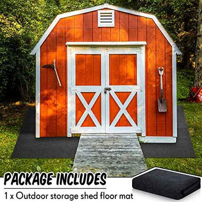 Haull Outdoor Storage Shed Floor Moat Waterproof Outdoor Carport Mat Thickened Soft Patio Furniture Pad Washable with Non Slip Backing, Storage Shed Not Included(8.2 x 10.2 ft)