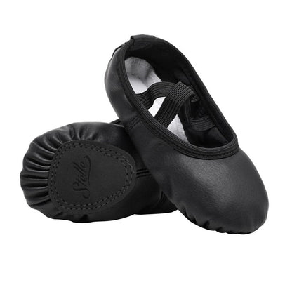 Stelle Ballet Shoes for Girls Toddler Ballet Slippers Soft Leather Boys Dance Shoes for Toddler/Little Kid/Big Kid(Black, 4MB)