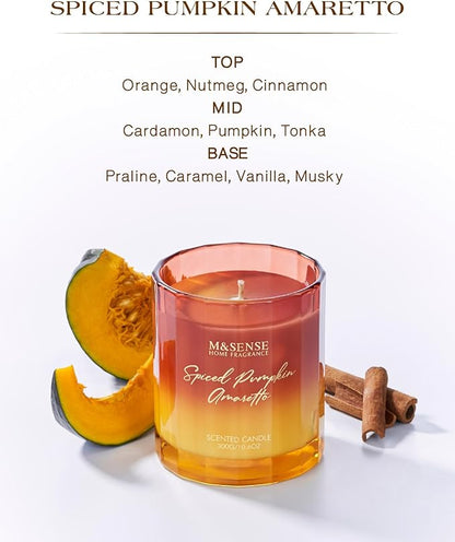 M&SENSE Spiced Pumpkin Fall Scented Candles Natural Soy Wax Non Toxic, 10.6oz 60 Hours Long Lasting Slow Burning Fall Scent Candle for Halloween Thanksgiving Holiday