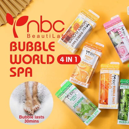 Pedicure Kit Foot Soak Set: Bubble Salt, Sugar Scrub, Massage Mask, Massage Lotion in a Box, 4 Step Foot Spa Kit for Dry Feet,Tired Feet（3 Set Tropical Fruit)