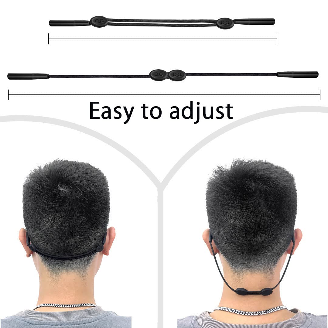 Festty Glasses Strap Sports 3 pcs, Eyeglasses Strap Holder for Kids Women Men, Adjustable Sunglasses lanyard string chain，Reading eye glasses holders around neck, Eyewear Retainer (Black)