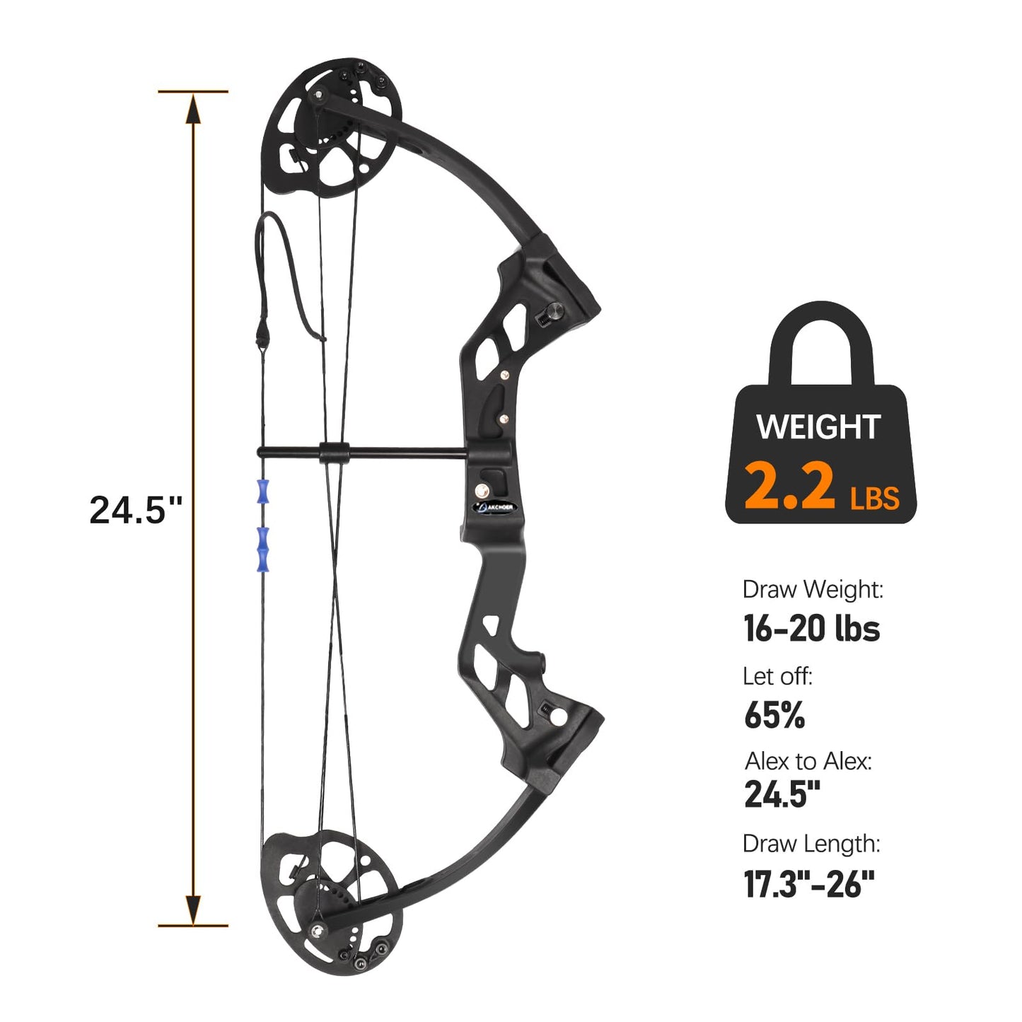 AKCHOER A208 Compound Bow and Arrow Set, 16-20 Lbs Draw Weight, Right Handed Bow for Youth Archery Beginner, Target Bow with Accessories for Teens Outdoor Sports Shooting Training
