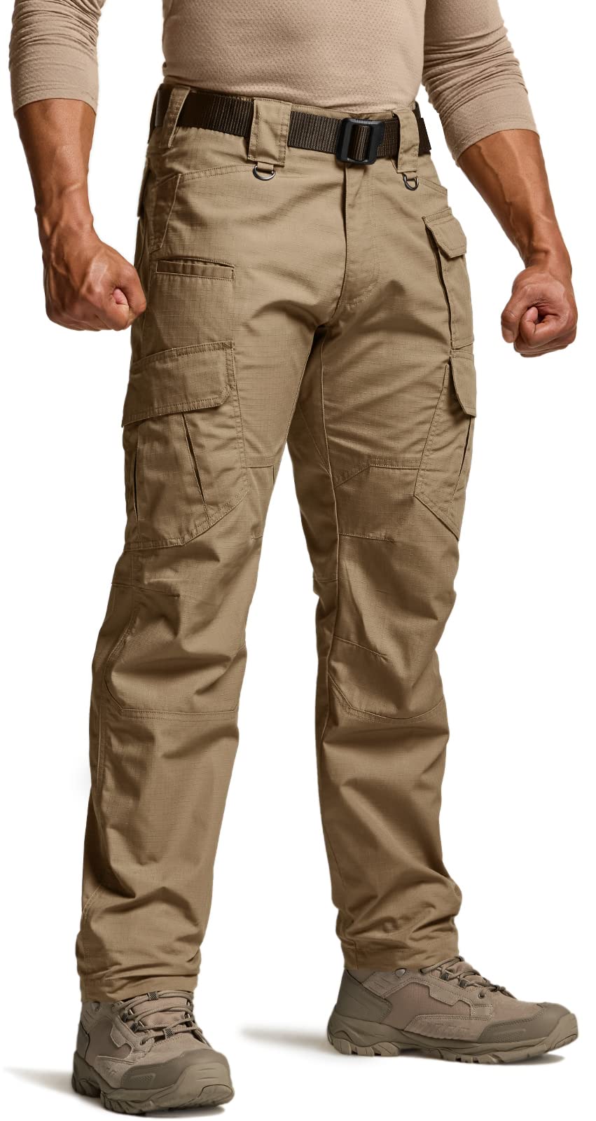 CQR Men's Tactical Pants, Water Resistant Ripstop Cargo Pants, Lightweight EDC Work Hiking Pants, Outdoor Apparel, Raider Mag Cougar, 32W x 30L