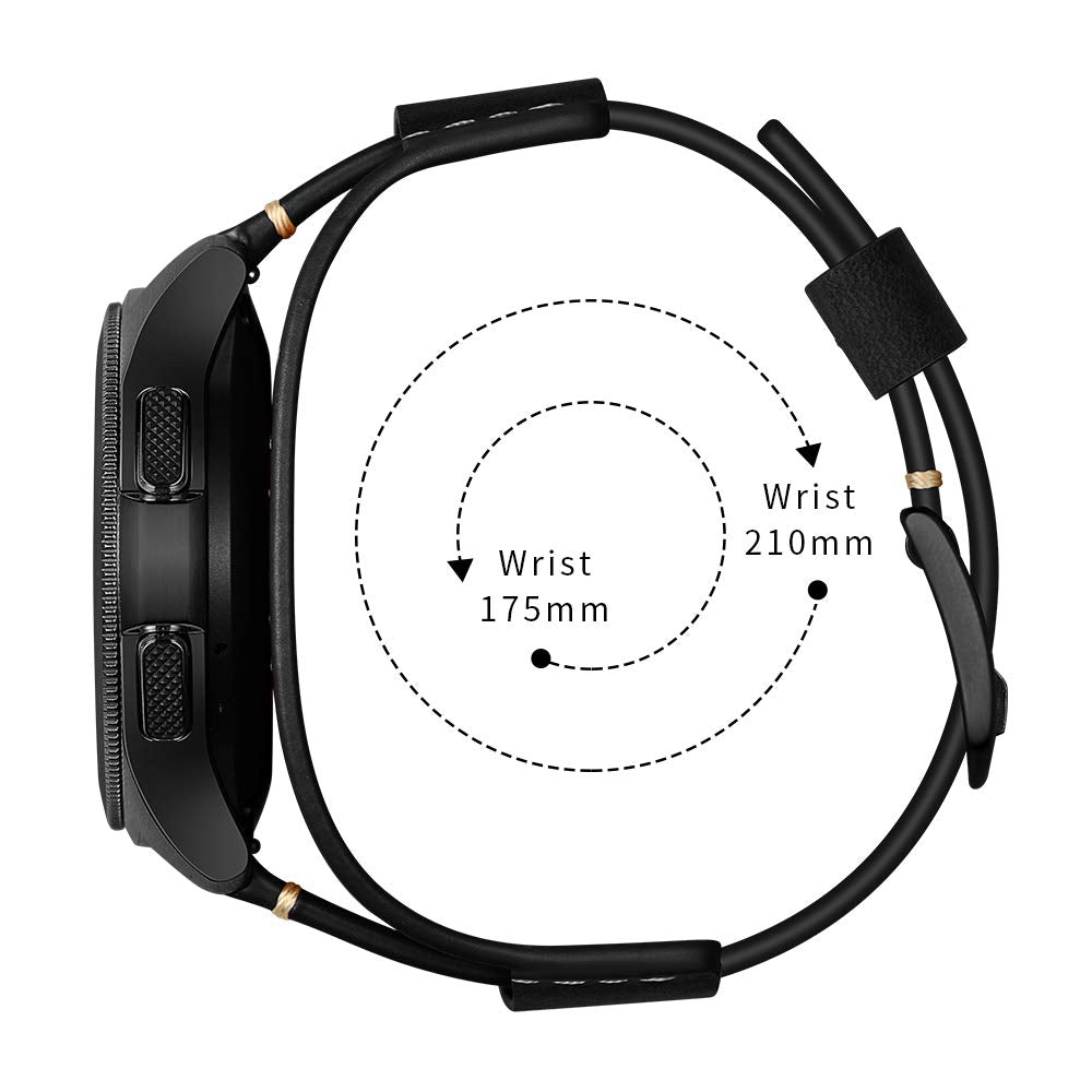 Balerion 20mm Cuff Leather Watch band,Compatible with Samsung Galaxy Watch Ultra/7/6/5/4,Watch3 41mm/watch 42mm,Garmin Vivoactive 6 and other standard 20mm band width watch,Black