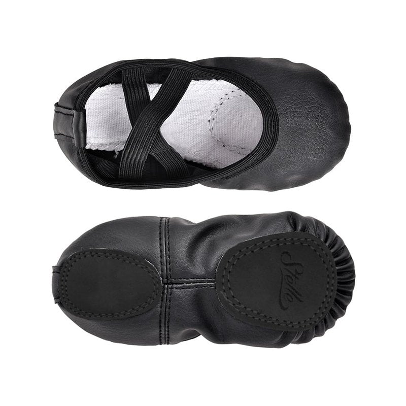 Stelle Ballet Shoes for Girls Toddler Ballet Slippers Soft Leather Boys Dance Shoes for Toddler/Little Kid/Big Kid(Black, 12ML)