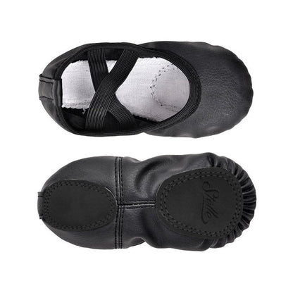 Stelle Ballet Shoes for Girls Toddler Ballet Slippers Soft Leather Boys Dance Shoes for Toddler/Little Kid/Big Kid(Black, 5MB)