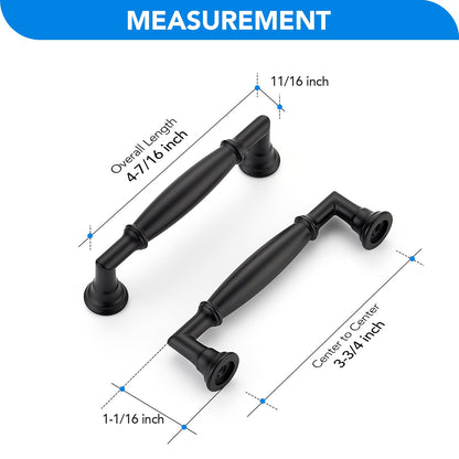 HOME EDIT 20 Pack 3-3/4 Inch Matte Black Cabinet Handles Solid Zinc Alloy Pulls for Kitchen, Dresser, Closet & Bathroom Cabinets Hardware
