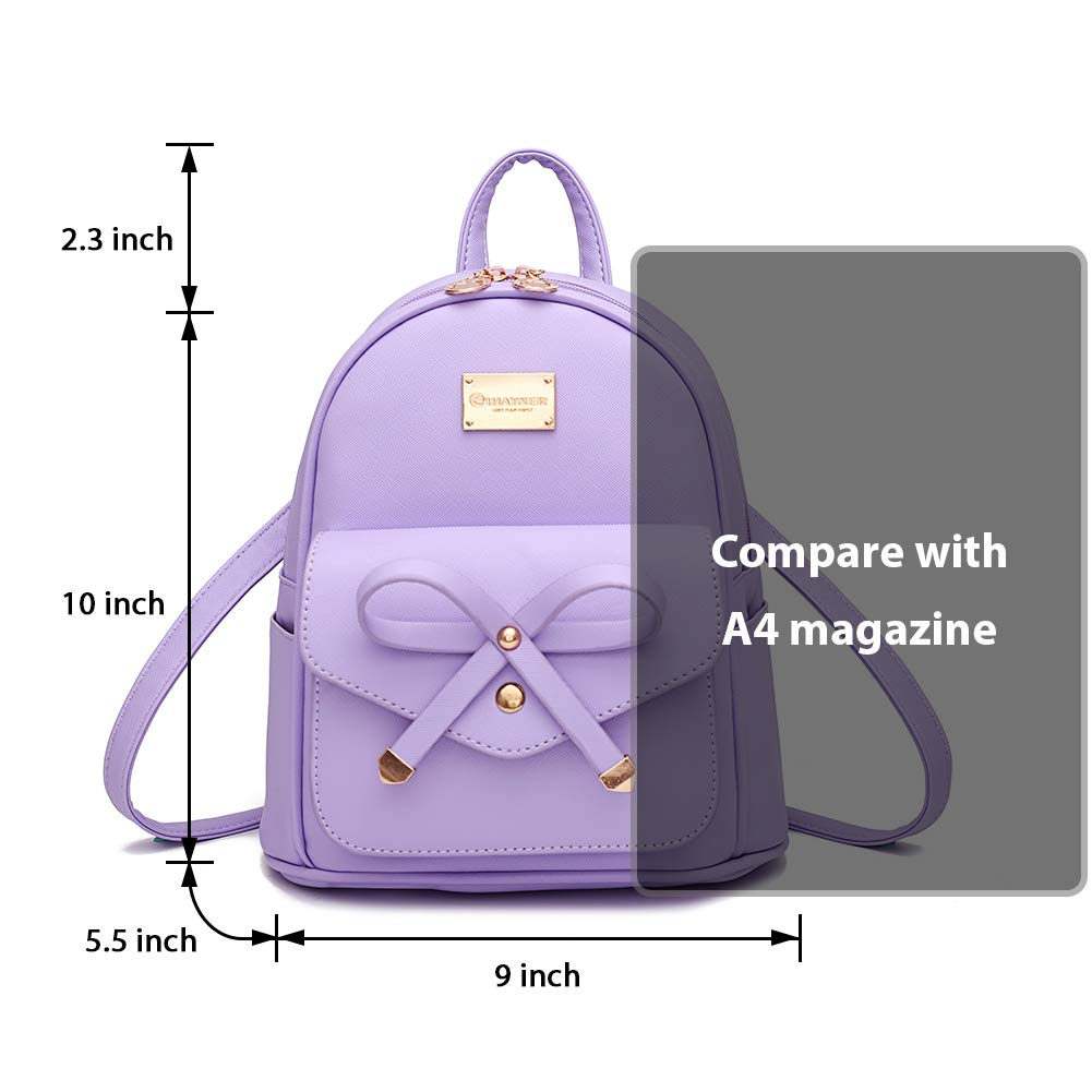 I IHAYNER Girls Bowknot Cute Leather Backpack Mini Backpack Purse for Womens Gold Pink