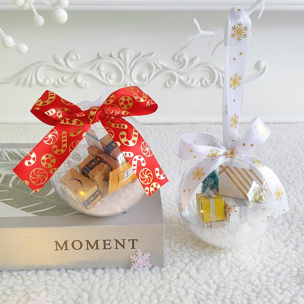 2Pcs New Funny Mini Packages Ornament, Christmas Tree Mini Express Box Ornament Decorations, 3.54inch Christmas Balls Hanging Ornaments for Xmas Home Office Halloween Party Supplies