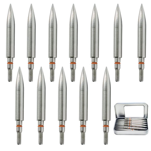 Field Points arrowheads 200 Grains Archery Field Points, 9/32 Stainless Steel Screw in Archery Field Tips and Broadheads (1 Dozen A Grain 2.9x2.3x0.6
