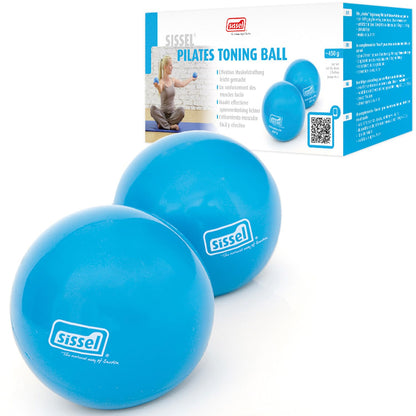 SISSEL Pilates Toning Ball Set of 2, 1 lb Each | Optimal Addition for Balance & Strength | Versatile Training for Arms, Shoulders & Upper Body | Compact & Effective | Color: Blue