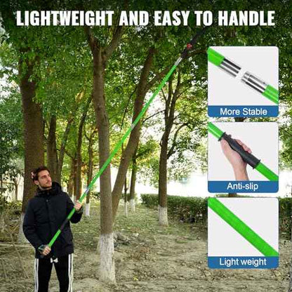 Manual Pole Saw 27ft Extendable Tree Pruner Manual Branches Trimmer Tree Branch Garden Tools Loppers Hand Pole Saws with Lightweight 8 Fiberglass Handles, for Pruning Palms and Shrubs