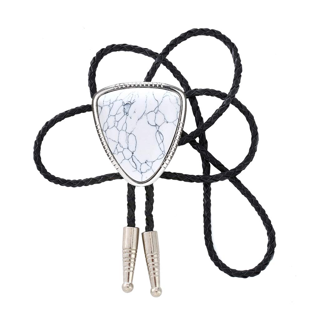 KDG Triangle Nature Agate Shape Bolo Tie Western Cowboy Celtic Black Stone Necktie For Men