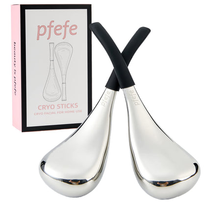 Ice Globes Facial Skin Care Tools for Women Face Eyes, Stainless Steel Face Beauty Cryo Sticks for Girls Ladies, Cooling Massage Spa Globes with Storage Case