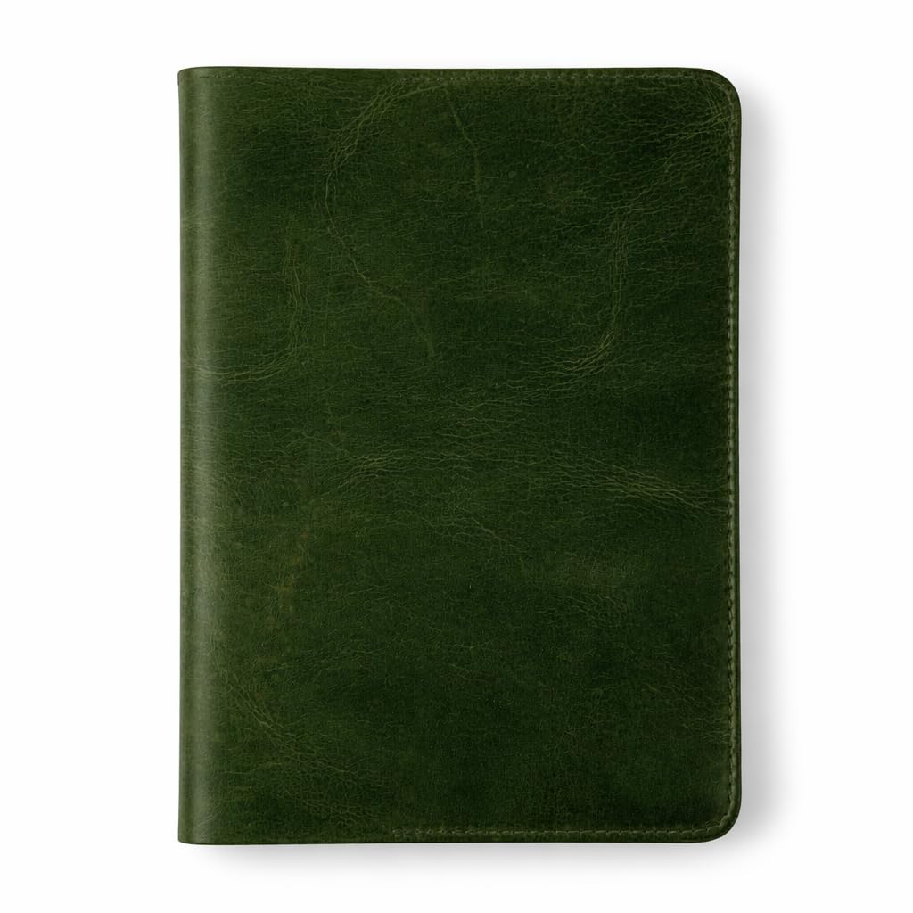 TheAntiq Leather Journal Cover XL – Handmade Refillable Notebook Holder with Pen Loop, Writing Organizer for Office, Travel & Professional Use 7.5 x 9.8- Green