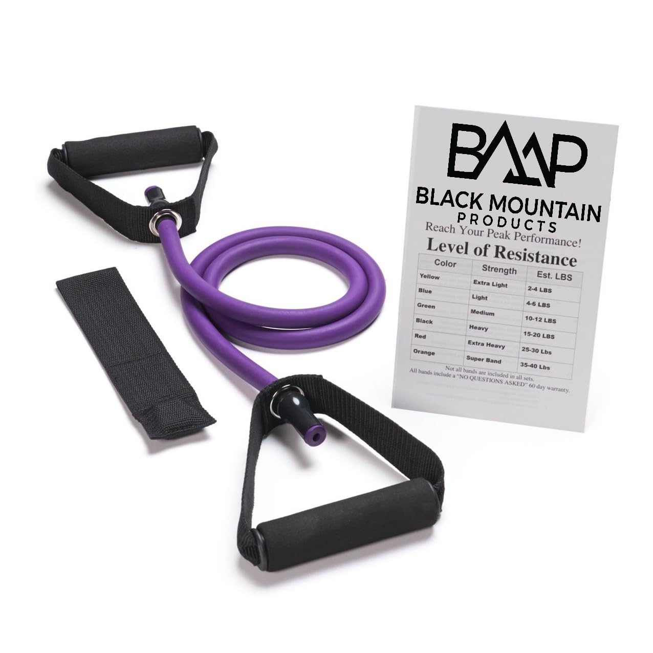 Black Mountain Products Single Resistance Band - Door Anchor and Starter Guide Included