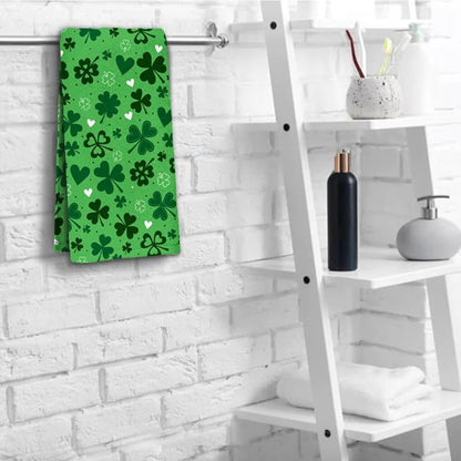 St Patricks Day Hand Towels for Bathroom, 2 Packs Lucky Clovers Fingertip